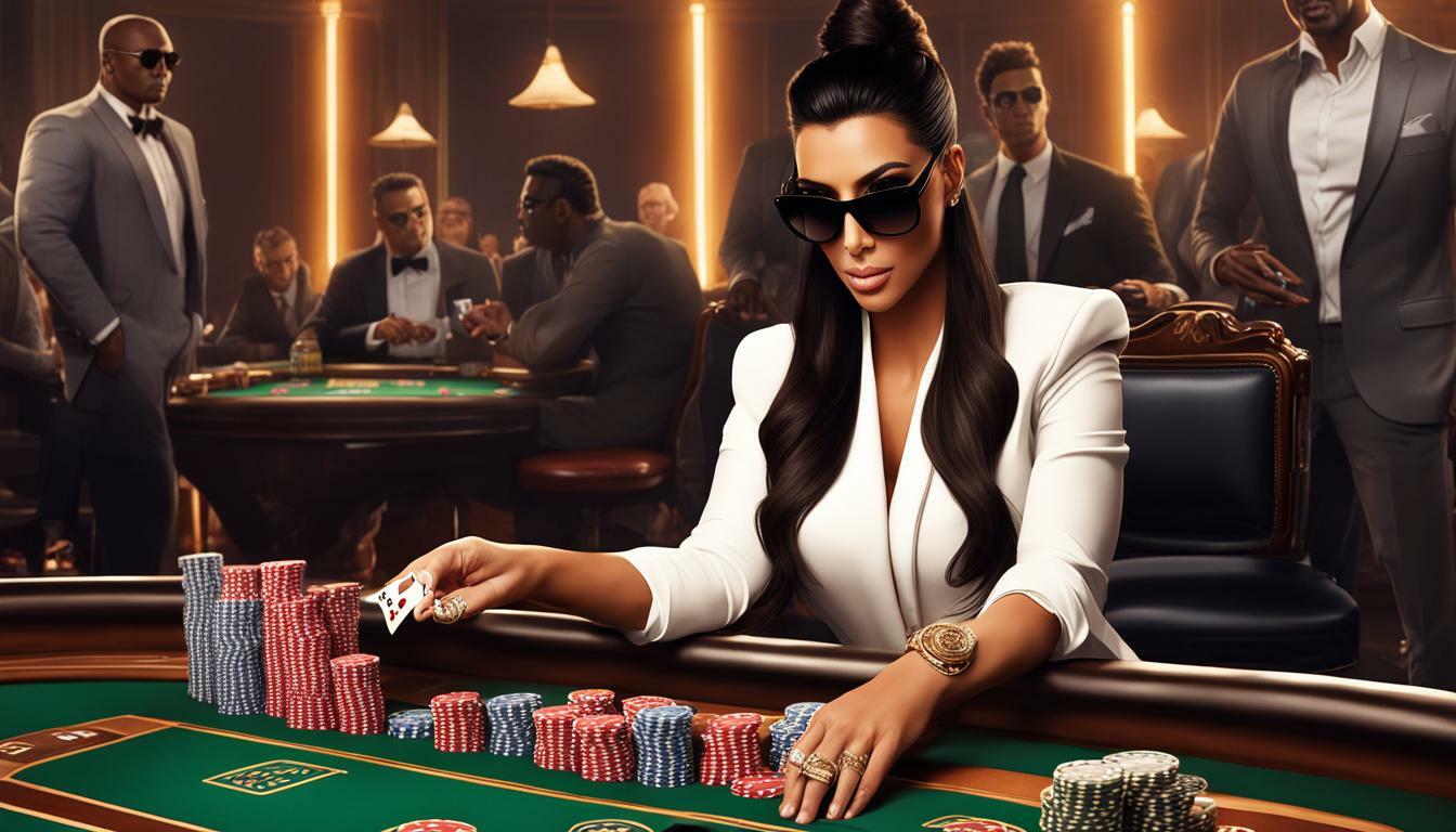 kim kardashian aynalı gözlükle poker